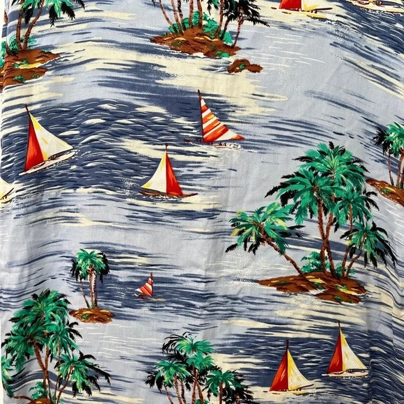 Dressing Clio PM Hawaiian Blue Sailboat Coverup Sheath Dress Beach Vacation Swim - Picture 6 of 8
